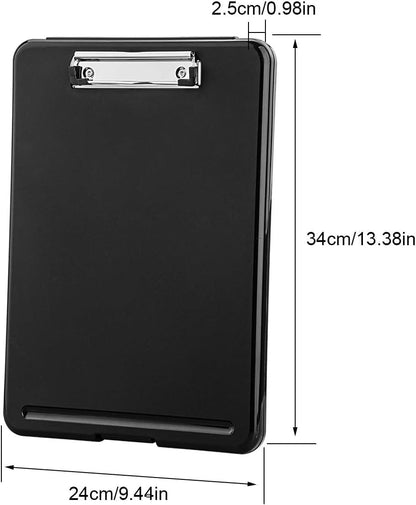 Plastic A4 Form Storage Box Case, Clipboard Case, Bulk clipboard Set Suitable for School, Utility, Industrial Office, Medical Personnel, Black, 6 Pack