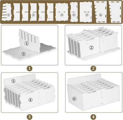 Wooden 12-Compartment Desktop Organizer Multifunctional Storage Box Desk Supplies for Cell Phones Holder White (12-Grid)