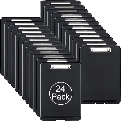 Plastic A4 Form Storage Box Case, Clipboard Case, Bulk clipboard Set Suitable for School, Utility, Industrial Office, Medical Personnel, Black, 24 Pack