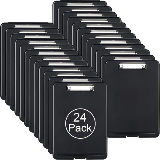 Plastic A4 Form Storage Box Case, Clipboard Case, Bulk clipboard Set Suitable for School, Utility, Industrial Office, Medical Personnel, Black, 24 Pack