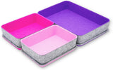 Lidded Felt Drawer Organizer Trays with lids Desktop Organizer Bins Storage box for crafts office supplies pen Junk Makeup Stationery Organize 3-Pack ( light pink + hot pink + purple)