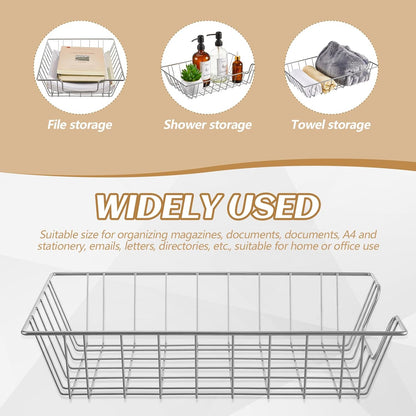 6 Pcs Letter Tray Wire Paper Trays Stackable File Desk Organizer Metal File Paper Holder Basket for Desk Desktop Letter Storage for Office Home Classroom School(14'' x 10'' x 3'',Silver)