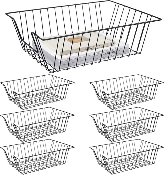 6 Pcs Letter Tray Wire Paper Trays Stackable File Desk Organizer Metal File Paper Holder Basket for Desk Desktop Letter Storage for Office Home Classroom School(17'' x 12'' x 5 '',Black)