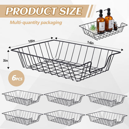 6 Pcs Letter Tray Wire Paper Trays Stackable File Desk Organizer Metal File Paper Holder Basket for Desk Desktop Letter Storage for Office Home Classroom School(14'' x 10'' x 3'',Black)