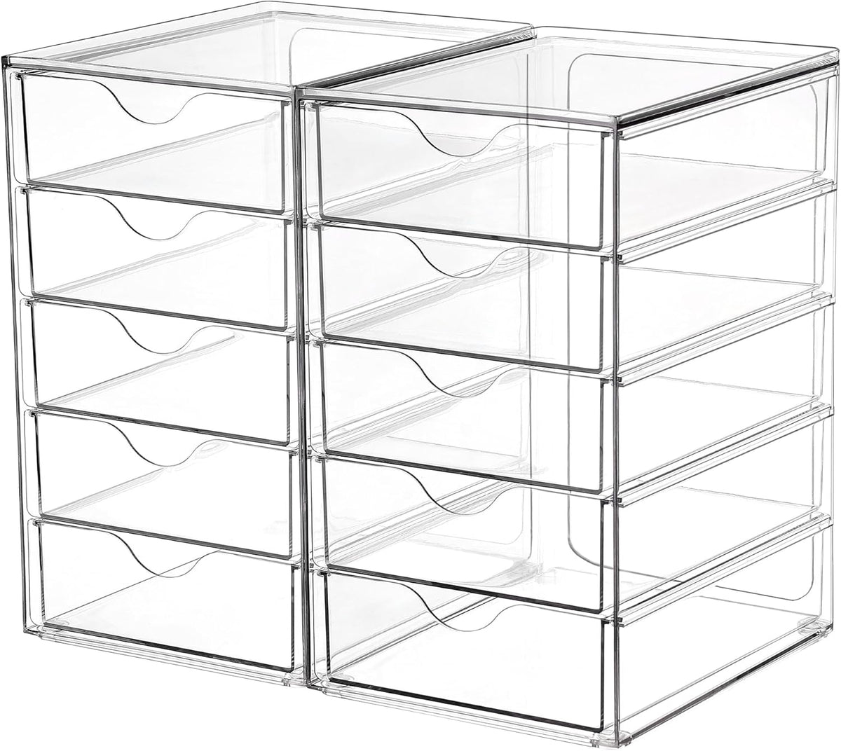 Acrylic Organizer with 10 Drawers, Desk Organizers and Accessories, Clear Makeup Organization, Dustproof Storage Drawers for Office Art Craft Supplie
