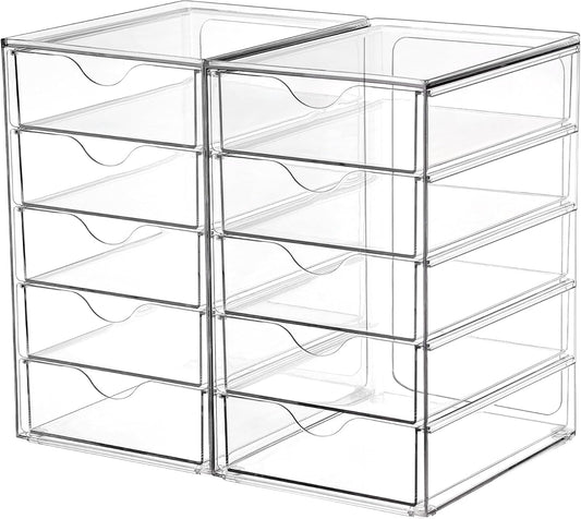 Acrylic Organizer with 10 Drawers, Desk Organizers and Accessories, Clear Makeup Organization, Dustproof Storage Drawers for Office Art Craft Supplie