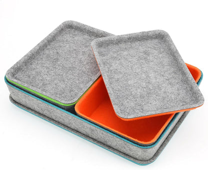 stackable Lidded drawer organizer bins home office work desktop storage box with lid for junk makeup stationery decluttering sorting 3-pack (Orange + Green + Turquoise)